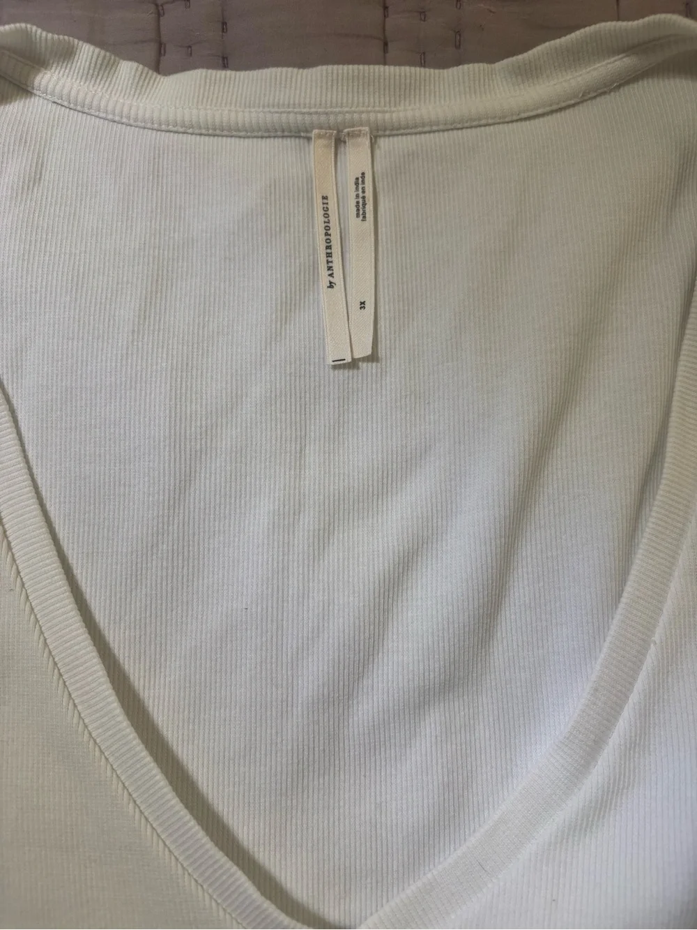 By Anthropologie White Puff Sleeve Structured V-Neck Women’s Blouse Size 3X